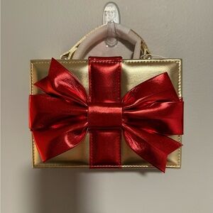 Janie and Jack Gold Clutch with Red Bow